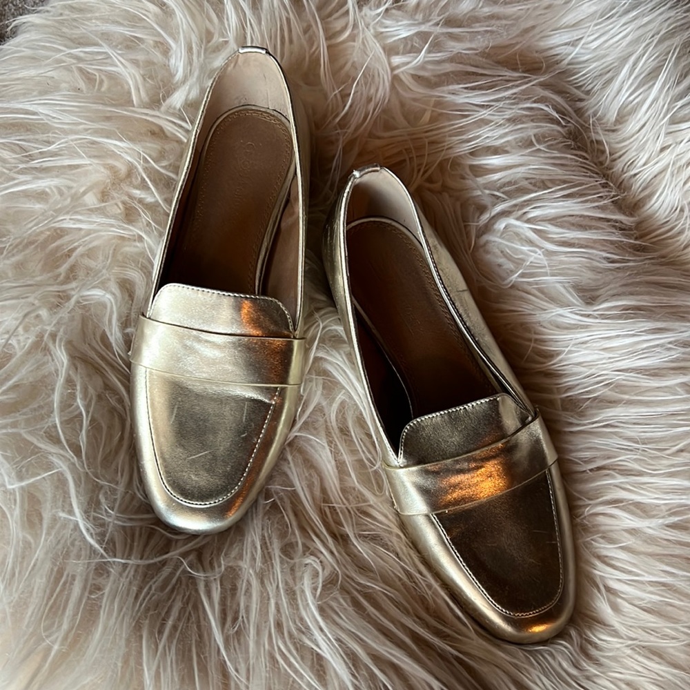 OSOS Gold Flat Loafers